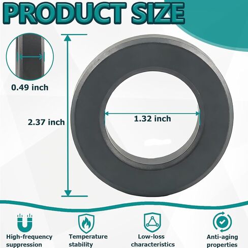 2 Pack Compatible with FT-240-31 Toroidal Ferrite Cores 2.4"- EMI Suppression RFI Reduction Choke Inductors | Toroidal Ferrite Cores for Transformers or Inductors in Saudi Arabia