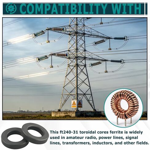 2 Pack Compatible with FT-240-31 Toroidal Ferrite Cores 2.4"- EMI Suppression RFI Reduction Choke Inductors | Toroidal Ferrite Cores for Transformers or Inductors in Saudi Arabia