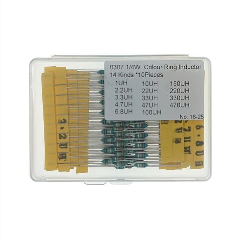 14 Values x 10 Pieces, Total 140 Pieces,0307 1/4W Color Ring Inductor Kit Including (1UH 2.2UH 3.3UH 4.7UH 6.8UH 10UH 22UH 33UH 47UH 100UH 150UH 220UH 330UH 470UH) in Saudi Arabia