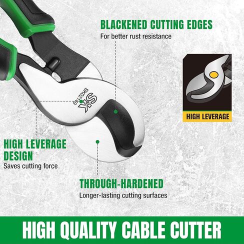 SK 9.5-Inch Cable Cutter, Heavy-Duty Wire Cutter, High Leverage Cable Cutting Pliers with Knurled Handle, Premium CR-V Steel, for Aluminum, Copper, Wire, and Communications Cable in Kuwait