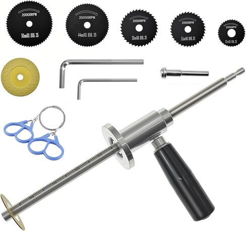 7-Inch Adjustable Depth Inside PVC Pipe Cutter with Handle & Locking Ring - Fast, Accurate Flush Cut Tool for 1.5-8 inch Sewer/Drain Pipes, Includes Diamond Wheel, HSS Saw Blades in Kuwait