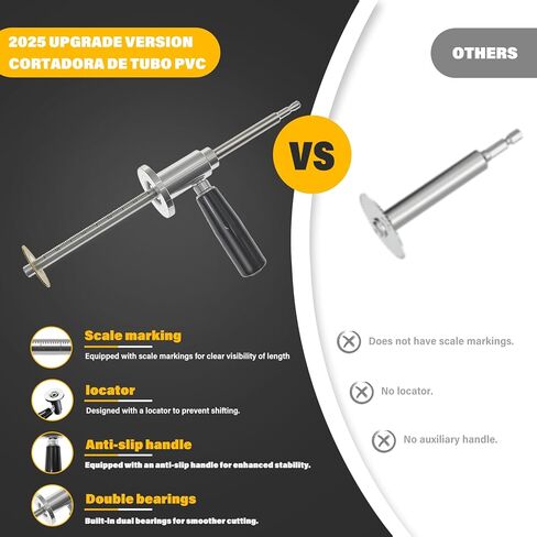 7-Inch Adjustable Depth Inside PVC Pipe Cutter with Handle & Locking Ring - Fast, Accurate Flush Cut Tool for 1.5-8 inch Sewer/Drain Pipes, Includes Diamond Wheel, HSS Saw Blades in Kuwait