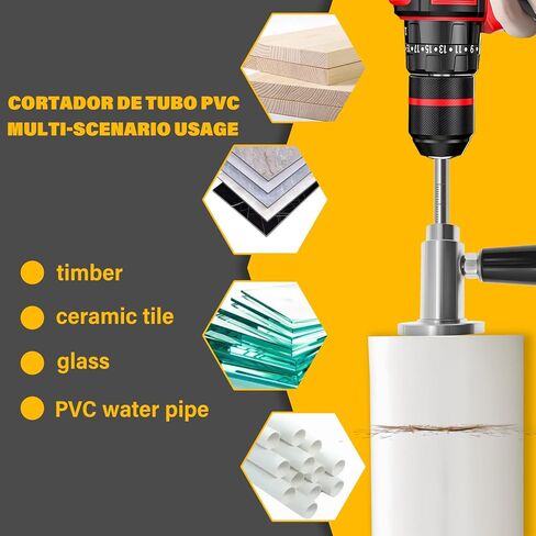 7-Inch Adjustable Depth Inside PVC Pipe Cutter with Handle & Locking Ring - Fast, Accurate Flush Cut Tool for 1.5-8 inch Sewer/Drain Pipes, Includes Diamond Wheel, HSS Saw Blades in Kuwait