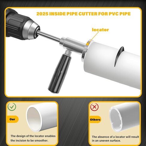7-Inch Adjustable Depth Inside PVC Pipe Cutter with Handle & Locking Ring - Fast, Accurate Flush Cut Tool for 1.5-8 inch Sewer/Drain Pipes, Includes Diamond Wheel, HSS Saw Blades in Kuwait