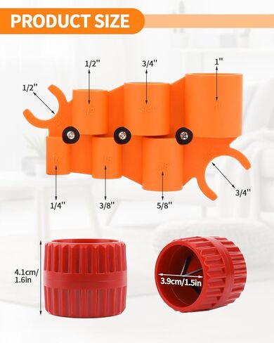 1/4'' - 1'' Depth Gauge with Pipe Deburring Tool Kit, 1/8'' to 1-5/8'' Inner Outer Reamer Pipe Deburring Tubing Chamfer Tool for PVC, PPR, Brass, CPVC, PERT, Aluminum Pipes in Kuwait