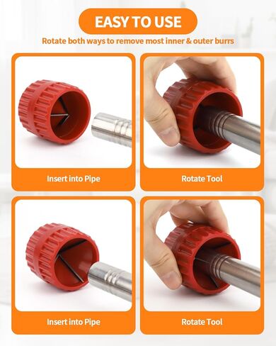1/4'' - 1'' Depth Gauge with Pipe Deburring Tool Kit, 1/8'' to 1-5/8'' Inner Outer Reamer Pipe Deburring Tubing Chamfer Tool for PVC, PPR, Brass, CPVC, PERT, Aluminum Pipes in Kuwait