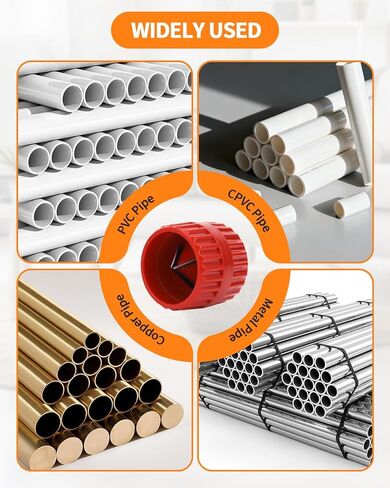 1/4'' - 1'' Depth Gauge with Pipe Deburring Tool Kit, 1/8'' to 1-5/8'' Inner Outer Reamer Pipe Deburring Tubing Chamfer Tool for PVC, PPR, Brass, CPVC, PERT, Aluminum Pipes in Kuwait