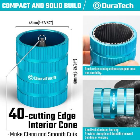 DURATECH Inner&Outer Tubing and Pipe Reamer, Pipe Deburring Tool, for Tubings from 1/4" to 1-1/4" O.D., Ideal for Copper, Stainless Steel, PVC, Brass, Aluminum, Soft Metal Pipes in Kuwait
