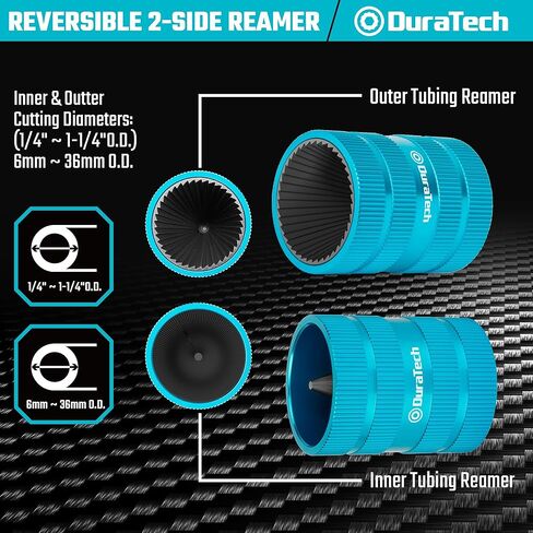 DURATECH Inner&Outer Tubing and Pipe Reamer, Pipe Deburring Tool, for Tubings from 1/4" to 1-1/4" O.D., Ideal for Copper, Stainless Steel, PVC, Brass, Aluminum, Soft Metal Pipes in Kuwait