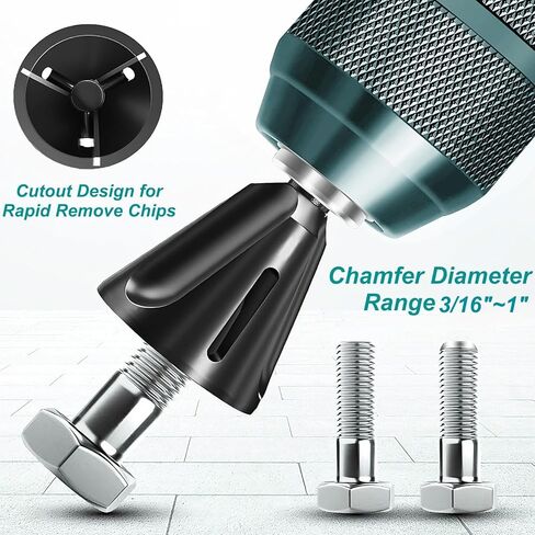 2PCS Tungsten YG8 Carbide Chamfer Set, Professional External Burr Removal Deburring Drill Bit, Fits for 1/8"-3/4" Solid & 3/16"-1" with Chip Discharge Notch, Quick-Release 1/4" Hex Shank in Kuwait