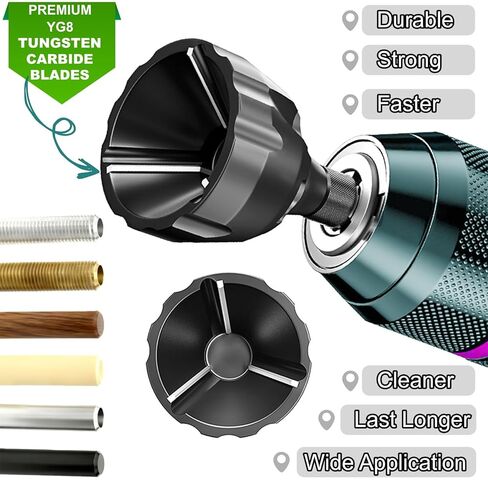 2PCS Tungsten YG8 Carbide Chamfer Set, Professional External Burr Removal Deburring Drill Bit, Fits for 1/8"-3/4" Solid & 3/16"-1" with Chip Discharge Notch, Quick-Release 1/4" Hex Shank in Kuwait