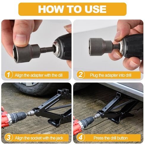 2 Packs Leveling Scissor RV Jack Socket, Premium Drill Adapter with 1/4in Quick Connect Hex Shank, Compatible with 3/4in(19mm) Hex Drive Jacks, Power Nut Driver Bit Set in Kuwait