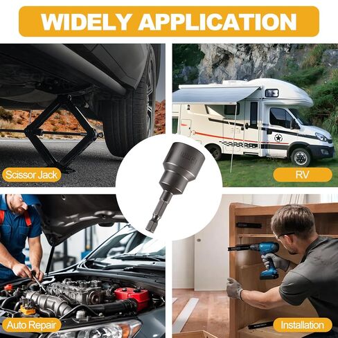 2 Packs Leveling Scissor RV Jack Socket, Premium Drill Adapter with 1/4in Quick Connect Hex Shank, Compatible with 3/4in(19mm) Hex Drive Jacks, Power Nut Driver Bit Set in Kuwait