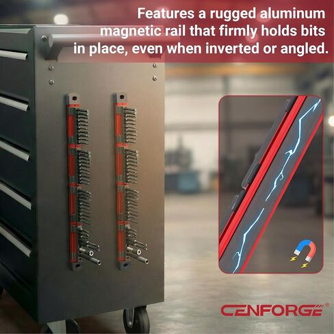 2-PC Magnetic Drill Bit Organizer, Slidable Drill Bit Rack, 80 Holes, Aluminum Magnetic Rail, Holder for Drill Bit Storage in Saudi Arabia
