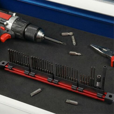 2-PC Magnetic Drill Bit Organizer, Slidable Drill Bit Rack, 80 Holes, Aluminum Magnetic Rail, Holder for Drill Bit Storage in Saudi Arabia