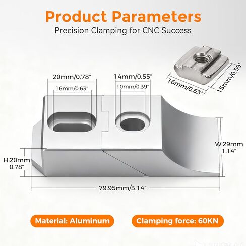 Aluminum Side Clamp Vise, 4-Pack Low-Profile Lateral Clamping Set for Milling and CNC Machines, High-Strength Alloy with Up to 60kN in Kuwait
