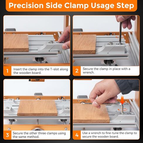 Aluminum Side Clamp Vise, 4-Pack Low-Profile Lateral Clamping Set for Milling and CNC Machines, High-Strength Alloy with Up to 60kN in Kuwait