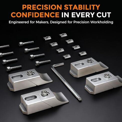 Aluminum Side Clamp Vise, 4-Pack Low-Profile Lateral Clamping Set for Milling and CNC Machines, High-Strength Alloy with Up to 60kN in Kuwait