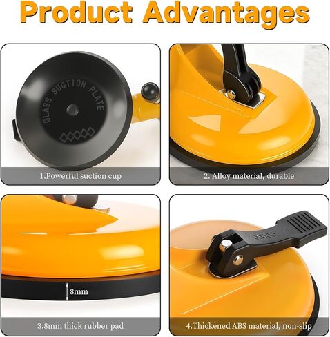 Floor Gap Fixer Tool, Adjustable Vacuum Suction Seam Countertop Leveling Alignment Clamp with Heavy-Duty Rubber Suction Cups for Installation Repair (Yellow) in Kuwait