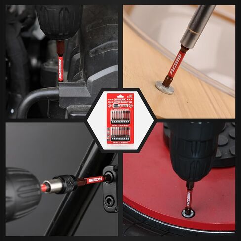 21-Piece 2.5" Hex Head Allen Wrench Drill Bit Set, 1/4" Hex Screwdriver Bits Set with Durable Magnetic Impact Bit Holder, SAE & Metric Allen Key, S2 Steel, Mechanic Home Repair in Kuwait