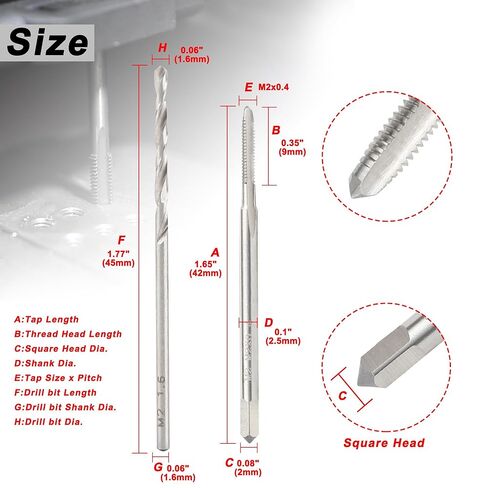 M2 x 0.4 Tap and 1.6mm Drill Bit Set, M2 HSS Metric Drill and Tap Set, Machine Screw Tap Drill Bit Kit for Metal in Kuwait
