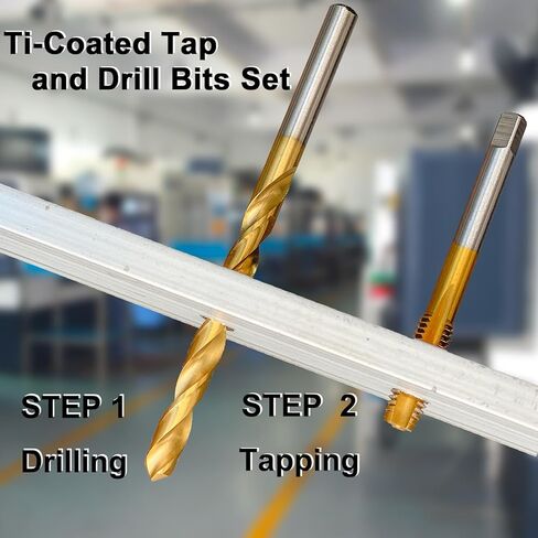 M6x1 Tap and 5mm Drill Bit Set, Ti-Coated M2 HSS M6 x 1 Tap and 5.0mm Straight Handle Drill Kit in Kuwait