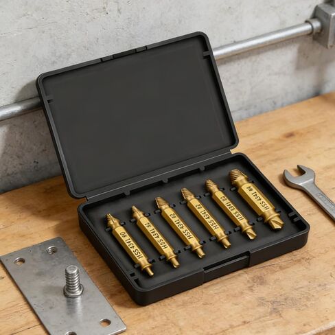 Damaged Screw Extractor Set, 6PCS HSS Drill Bit Kit for Removing Stripped, Broken, Frozen and Rusted Screws in Saudi Arabia