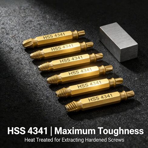 Damaged Screw Extractor Set, 6PCS HSS Drill Bit Kit for Removing Stripped, Broken, Frozen and Rusted Screws in Saudi Arabia