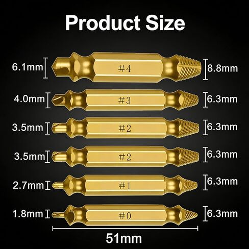Damaged Screw Extractor Set, 6PCS HSS Drill Bit Kit for Removing Stripped, Broken, Frozen and Rusted Screws in Saudi Arabia