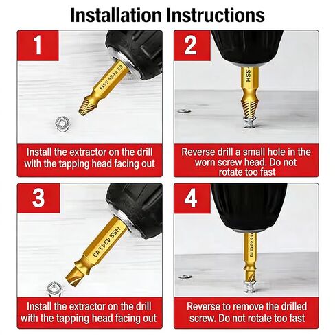 Damaged Screw Extractor Set, 6PCS HSS Drill Bit Kit for Removing Stripped, Broken, Frozen and Rusted Screws in Saudi Arabia