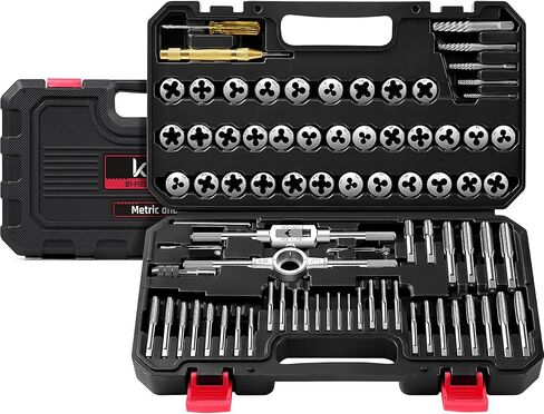 Kolvoii 52-Piece Large Metric Tap and Die Set, M6 to M24 Coarse and Fine Threads, Heavy-Duty GCr15 Steel Thread Repair & Rethreading Tool Kit for Internal & External Threads in Saudi Arabia