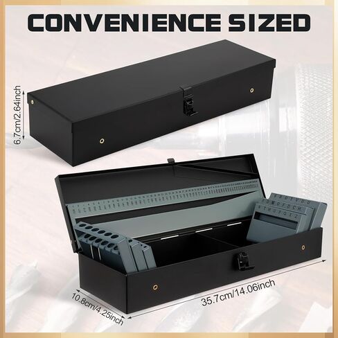 115 Pcs Drill Bit Index Box Combination Jobber Length Drill Bit Index Storage Organizer Empty Metal Case Holder for Sizes 1/16" to 1/2" in 1/64" Increments, A to Z, and #1 to #60 in Saudi Arabia