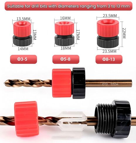 3Pcs Adjustable Drill Bit Depth Stop, Drill Bit Stop Collar Set with Nylon Inner Ring, Non-Marring Drill Limit Ring Positioner, Adjustable Sizes from 1/8" to 1/2" in Saudi Arabia