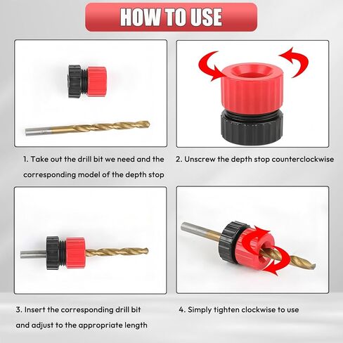 3Pcs Adjustable Drill Bit Depth Stop, Drill Bit Stop Collar Set with Nylon Inner Ring, Non-Marring Drill Limit Ring Positioner, Adjustable Sizes from 1/8" to 1/2" in Saudi Arabia