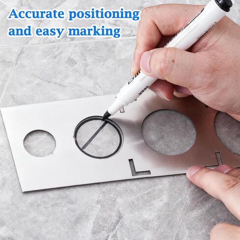 Adjustable Ceramic Tile Hole Locator, Stainless Steel Drill Guide for Marble, Glass Ceramic Floor Drilling 300mm Measuring Range Hole Sizes: 25mm, 40mm, 45mm, 55mm Ideal for DIY Professional Use in Kuwait