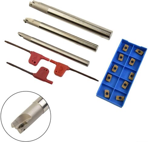 300R CNC Indexable End Mill Holder Set, 10mm 12mm 16mm Shank Alloy Steel Tooling Kit With 10Pcs APMT1135PDER Carbide Inserts For Metal Turning And Milling Operations in Saudi Arabia