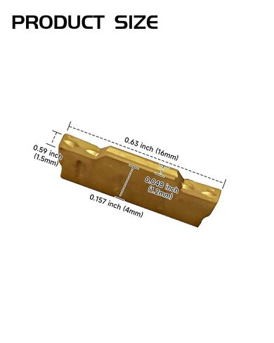 MGMN150-G (1.5 مم) حشوات حز كربيد قابلة للفهرسة 10 قطع، قواطع دوارة للحز باستخدام الحاسب الآلي لـ MGEHR/MGIVR، حامل أدوات حز المخرطة المقطوعة مع طلاء أصفر CVD in Saudi Arabia