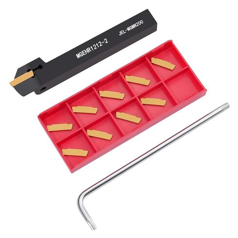 Lathe Grooving Tool Holder MGEHR1616-3 with 10pcs MGMN300-M Indexable Carbide Grooving Inserts, 16mm Lathe Tool Holder, Cut-Off Tool Holder (MGEHR1616-3) in Kuwait