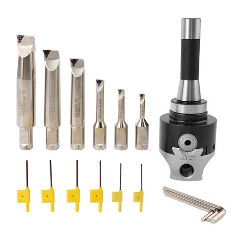 R8 Boring Head 2Inch Shank Boring Tool Set and 6Pcs 1/2" Carbide Boring Bar Set, (Inserts Included) 1/2" - 4", Fit for Milling Machine in Saudi Arabia