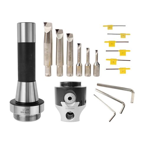 R8 Boring Head 2Inch Shank Boring Tool Set and 6Pcs 1/2" Carbide Boring Bar Set, (Inserts Included) 1/2" - 4", Fit for Milling Machine in Saudi Arabia