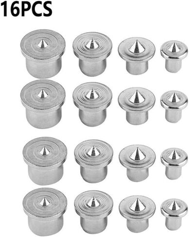 مجموعة وتد مركزية مكونة من 16 قطعة للأعمال الخشبية - أدوات محاذاة لقم الثقب الفولاذية، مطلية بالكروم، مقاسات 6 مم/8 مم/10 مم/12 مم (4 قطع لكل واحدة) in Kuwait