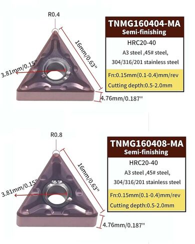 20pcs TNMG331-MA TNMG332-MA TNMG160404/08 -MA Purple Carbide Turning Inserts Lathe Carbide Inserts Cutting Tools for Machining Steel Parts/Stainless Steel in Saudi Arabia