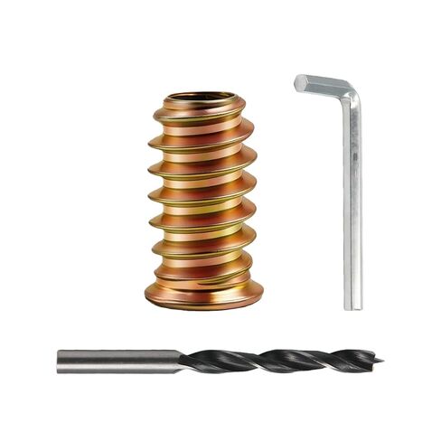 50 قطعة 1/4 بوصة - 20 × 20 مم من إدراجات مترابطة للخشب، مجموعة أدوات تثبيت موصل الأثاث مع مفتاح ربط سداسي وقطعة مثقاب لمشاريع إصلاح الأعمال الخشبية in Kuwait