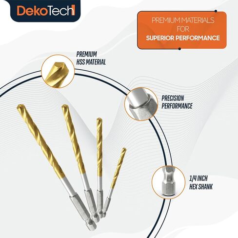 13-Piece Titanium-Coated HSS Twist Drill Bit Set – 1.5-6.5mm, 1/4" Hex Shank, High-Speed Steel for Wood, Plastic, and Metal – Precision Power Tool Accessories in Kuwait