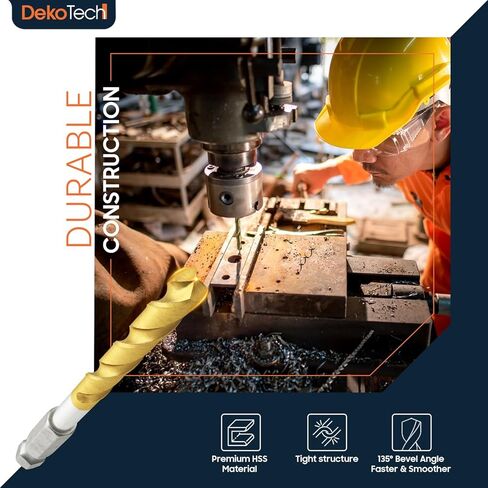 13-Piece Titanium-Coated HSS Twist Drill Bit Set – 1.5-6.5mm, 1/4" Hex Shank, High-Speed Steel for Wood, Plastic, and Metal – Precision Power Tool Accessories in Kuwait