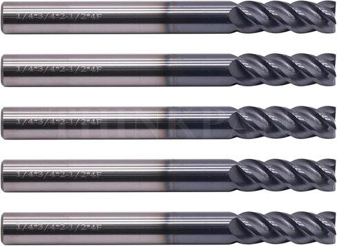5X 1/4" 4 Flute 45° Helix 3/4" LOC x 2-1/2" OAL End Mills - AlTiN Coated in Saudi Arabia