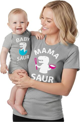 Mama Saur Baby Saur Mommy and Me Matching Outfits Mothers Day Mom and Baby Shirt in Kuwait