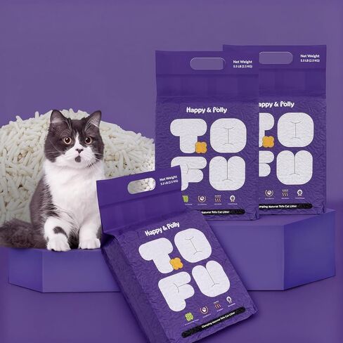 Happy&Polly Tofu Cat Litter - 20lb Bucket Packed Clumping Flushable Cat Litter, 100% Natural Food-Grade Ingredients, Ultra Absorbent, Dust-Free, Low Tracking, Lightweight and Eco-Friendly Tofu Litter in Saudi Arabia