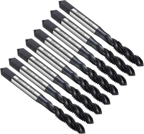uxcell 8pcs Spiral Flute Thread Taps M6 x 1 H2 Metric Machine Threading Tap Bit, Nitrided Coated Screw Tapping Repair Tool, M2 High-Speed Steel (HSS6542) in Saudi Arabia