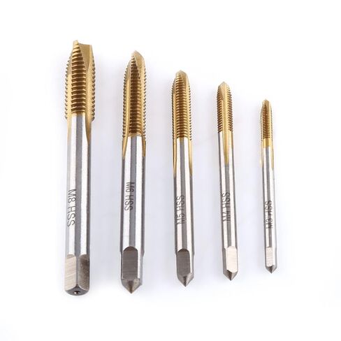 High Hardness Forward Chip Ejection Screw Tap Tool Set for Creating Screw Threads, 5pcs Coated HSS Thread Taps for Metalworking Threaded Cutting Tools in Saudi Arabia